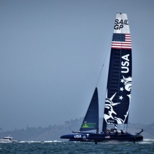 USA, Training boat for Americas Cup on 
 SF Bay April 2020 096SFB.4-19