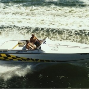 Media 'Saber 28 Offshore w/balsa cored hull, balsa and marine plywood cored transom' in album 'Atlantic 42 catamaran: corecell foam sandwiches left and center (light as a feather)
Saber 28 Offshore transom plug, "Windigo": on right,
transom has five layers vinyl ester FG / balsa / vinyl ester FG / marine plywood / vinyl ester FG (built like a tank).'