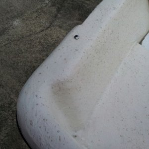 You can see the bulge near the stern corner where the balsa core runs across the transom for added strength