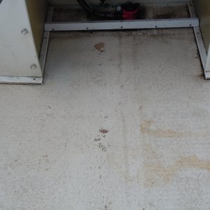 Pulling up the dri-dek revealed a line of gel-coat delamination from the bilge pump well almost to the cabin door.