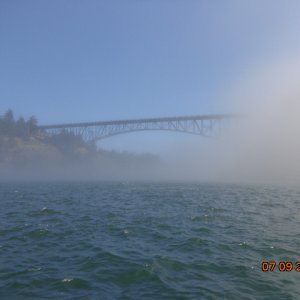Deception Pass, still foggy 
at 11am