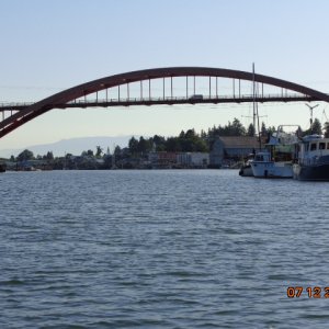 Early Saturday morning. Approaching the bridge at Laconner.
