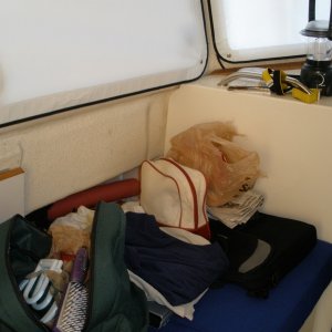 Early morning shuttle from table to V-berth