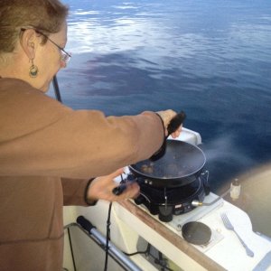Carolyn on splash well stove