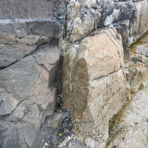 Basalt on the left and granite in the right.