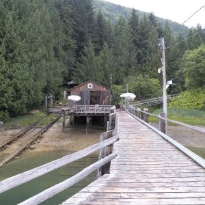 The workshop at Lagoon Cove.  The railway is still functional.