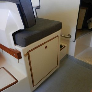 Here is the finished drawer with trim.  I used a barrel bolt to keep it latched.  There is a detent in the pantry slide, but it is not very strong.  I don\'t like the barrel bolt and will likely look for a better-looking alternative.