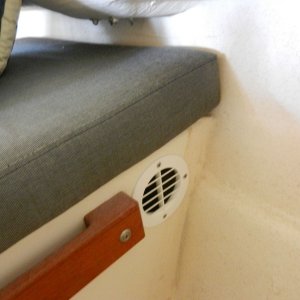 Media 'I put two vents in with the louvers facing up for heat removal.  This one is facing forward at the co-pilot seat.' in album 'This was the standard Norcold install under the copilot seat.'