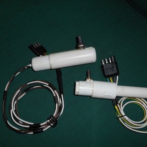 Media 'The trailer connectors certainly aren't rust proof, but are sealed, and made for the weather and as I keep them WD40ed, and stored inside the boat, they have worked well.  Probably will never need a spare, but they were cheap and easy to make, so...' in album 'Installed windless.  Old hinged deck access port was waterproofed and connector was added so that remote up/down controller (fabricated from pvc and three position switch) could be wired in. Cheap, easy option that works great.'