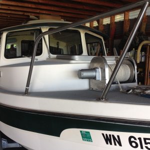 Custom made deck winch with 300 feet of rode and chain.