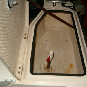 Port side Live well. Drains off the stern. Holds 2 or 3 hundred Spot Shrimp or 4 or 5 limits of Dungeness.