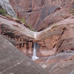 Media 'Oak Canyon waterfall.  Waterfall is under arch.  In the past we didn't know there was a arch here & it was only after the rain did we see ihe water flowing under instead of over.' in album 'Waterfall, Oak Canyon after rain'