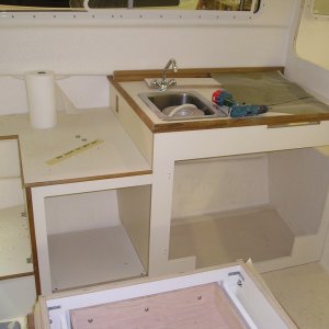 Cabinets with kick plate cutout.