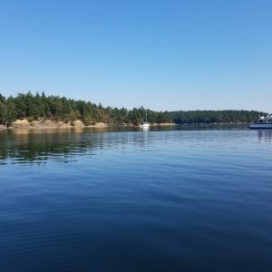 Media 'Finally back in the states, at Prevost Harbor, Stuart Island, after a long run from Nanaimo.' in album 'Map of the total trip North. Bellingham to the Octopus Islands.'