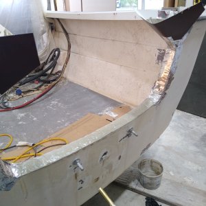 Carbon Core pourable transom, installed. It took 13 gallons of product to fill all the way to the top.