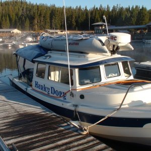 Media 'Frosty morning' in album 'Towing Kevin & Laura of \"Montana Kev\" CD22 Grace on their Sea Eagle kayak back up Yellowstone Lake with our Kaboat'