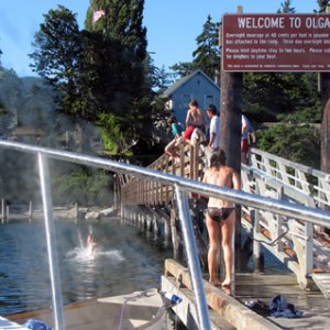 Kids diving from the dock at Olga