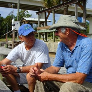 Mike (Papillon) & Roger (C-Lover) solve the worlds problems while having lunch at White City Landing on the Jackson River.