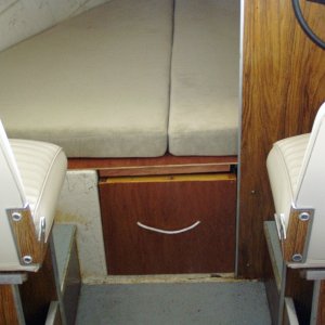 Seats rebuilt, New v- cushions, Storage drawer