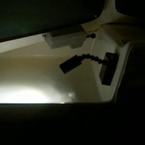 LED light on port dash.  Photo taken without flash.