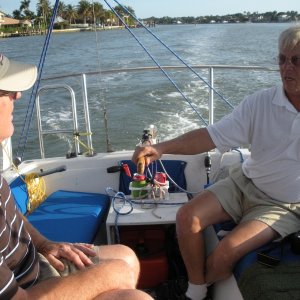 Mike (Papillion) and Jim (JennyKatz) on an afternoon sail in the Gulf off Naples.