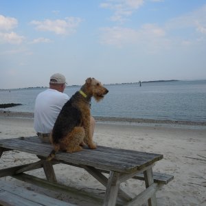 A man and his dog.  Cape Fear River