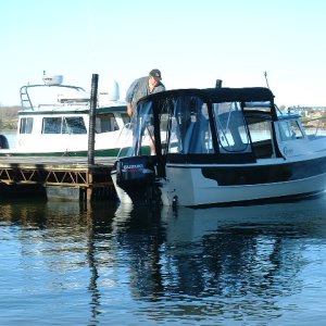 C-Byrd, C-Pearl at Momma Byrds dock. Roger (Sensei) helps Byrdman unload the boat.