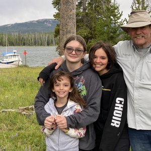 Media 'At Eagle Bay with the grandkids' in album 'June 4 back to our favorite dock slip B1 at the Bridge Bay Marina for the summer.  Pulled the boat on Sept 4, 2 days before leaving on road trip to Tuktoyaktuk on the Arctic Ocean'