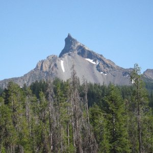 remains of volcano (mt Thielson) near Crater lake that blew most of the top off several thousand years ago