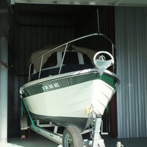 Harmony 23\' Cape Cruiser in covered storage