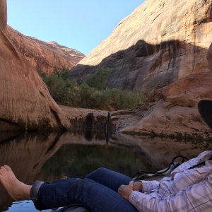 Jo-Lee at the end of the water Davis Gulch