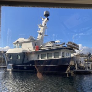 Maximo with her 14? dinghy