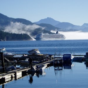 (DaveMar) Out of the fog, into the sun!  Johnston Straits