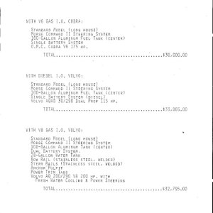 26 ft  V-Bottom price list 1986