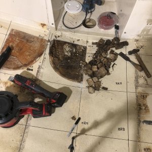Sure enough I found wet rotted core directly above the patch on the hull. Whoever did the repair just fiberglassed over core damage and called it good!