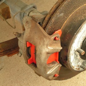 New brakes, old rotor. Next changeout I'll replace rotors with SS (Pacific Trailer at the time did NOT recommend SS rotors -- too many warped).