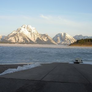 Signal Mt boat ramp on Jackson Lake, Teton National Park 5-16-08