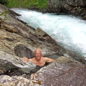 Casey enjoying the hot springs at Baranof Warm Springs.  My favorite spot in SE!
