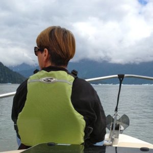Mary keeping a watchful eye for icebergs.