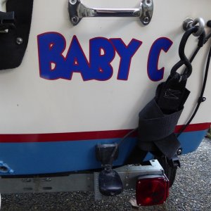 Baby-C vinyl decal from "boatletteringtoyou.com" same place I got the Big-C lettering.