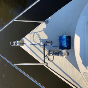 Media '' in album 'Lone Star Marine Anchor Winch with 13 lbs anchor and 20' of chain holds the boat nicely.'