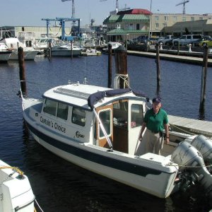 Captain's Choice at Tidewater Yacht Marina, Portsmouth VA.  Navigator in cockpit, RADM Bill Wyatt USN (Ret)
