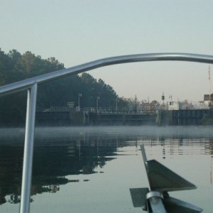 Entering North Lock, Great Dismal Swamp Canal, Intercoastal Waterway.  Nine foot rise to the Canal