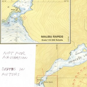 Malibu Rapids, Princess Louisa Inlet(from an old chart)