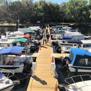 Boats on the west dock at Hontoon for the gathering.