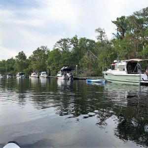 Docked at Six Mile Marina. This use to be at the Outpost Restaurant before one of the Hurricanes took it out.