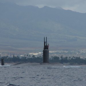 Lined up for the Pearl Harbor channel entrance