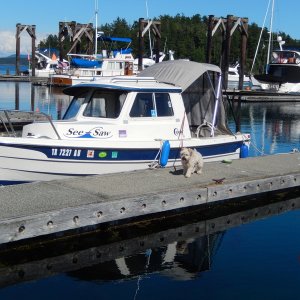 See-Saw and Lindy, the C-Dog, at dock in Friday Harbor