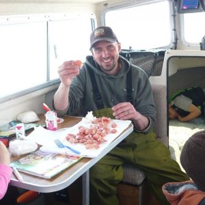 lunch time after pulling pots 2014 shrimp
