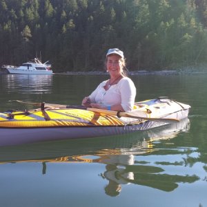 Loving the new kayak in Melanie Cove